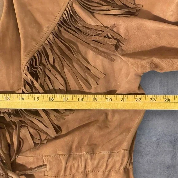 Vintage Laura Winston Leather Fringe Jacket Womens L Southwestern Boho Native - Picture 7 of 11